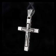 銀革手作 925 純銀 十字紋 立體 耶穌 十字架 吊墜