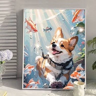 paint by number cute puppy Corgi Shiba Inu diy hand-painted acrylic paint coloring decorative painting 20x30/30x40cm