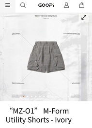 Goopimade goopi MZ-O1 M-Form Utility Shorts - Ivory Size 3