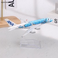 openwatere Blue Sea Turtle Airbus A380 ANA Airlines 16CM Diecast Alloy Airplane Model Toy VVV
