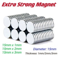 Neodymium Round Magnet / 15mm X 1mm/2mm/3mm / ️Extra Strong ️