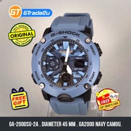 Original G Shock Men GA-2000SU-2A GA-2000SU-2 GA2000SU-2A Analog Digital Navy Camouflage Carbon Watch [READY STOCK]
