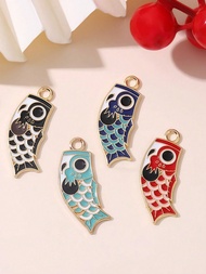 5pcs,35mm Alloy Oil Drip Koi Prayer Pendant. Not Easy To Lose Colour And Allergy. Suitable For Men A