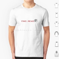 T Shirt Fake Mews Saiz Besar 100% Kapas Kucing Lucu Meowing Anak Kucing Meow Berita Palsu Berita Med