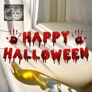 manysincerity Halloween Disposable Tableware Set Horror Bloody Handprints Plates Cups Napkins Hallow