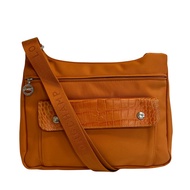 二手 Longchamp 鱷魚皮肩包/斜背包，橘色。