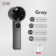 TMS F01 199-Speed Turbo Portable Fan LED Display USB Rechargeable Mini Silent Fan Brushless Motor