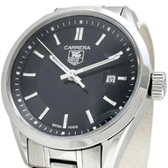 TAG HEUER Carrera Date WV1414 女士腕錶，不鏽鋼錶殼，石英機芯，黑色錶盤/銀色錶帶 [二手]