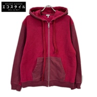 Loewe 1722583 紅色，撞色布料，Anagram 刺繡，拉鍊連帽衫，XS 碼 [二手]