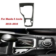 2PCS Carbon Fiber Car Gear Shift Panel Decorative Frame Cover Trim For Mazda 3 Axela 2013 2014 2015 2016 Replacement Accessories