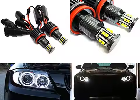 A26 2x White LED Angel Eye Headlight Halo Ring Light DRL H8 Bulb 120W Canbus For E90 E92 E82 E60 E70