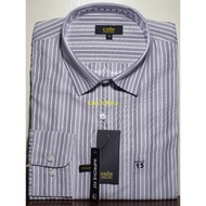 KEMEJA Men's Formal Long Sleeve Shirt **LE Grey White Striped Regular COR 456 Shirt