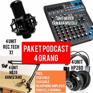 PAKET PODCAST 4 ORANG MIXER YAMAHA MG10XU RECORDING TECH X1