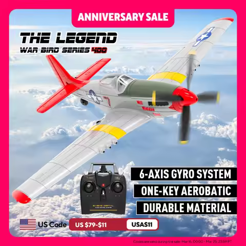 Volantex RC Plane, 4-CH P-51D Mustang RC Airplane,3 Flight Modes,One-Key Aerobatic, RTF Ideal Park F