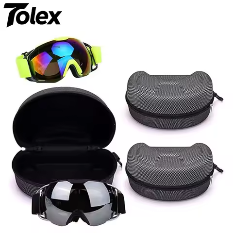 Tolex Portable EVA Ski Goggle Glasses Protector Case Snowboard Skiing Goggles Zipper Carrying Case S