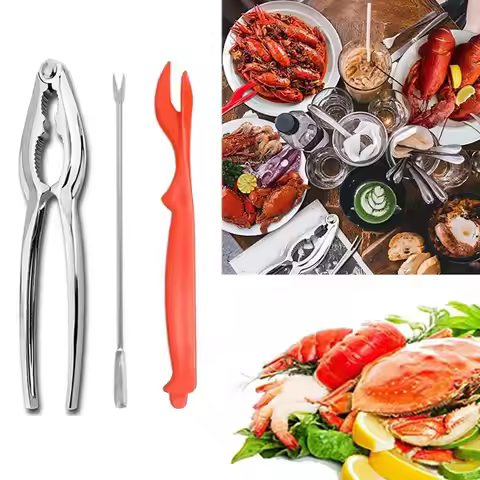 Crab Eating Tools 3pcs Zinc Alloy Nut Pliers Multifunctional Walnut Crab Clamp Cooking Tweezers Craz