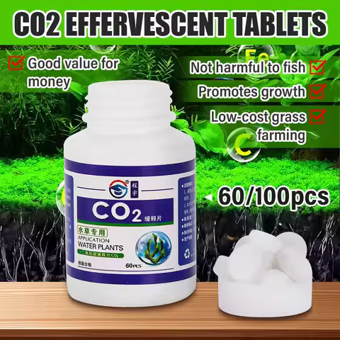 60PCS CO2 Tablet Water Grass Aquarium Aquatic Leaf Float Grass Plants CO2 Carbon Dioxide Slice Diffu
