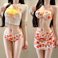 Women's Swimsuit Four-Piece Set Fashion Printed Bikini Push-Up Sexy Vacation Hot Spring Swimwear