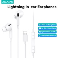USAMS Lightning In-ear Earphones For iPhone Bluetooth Headset Wired Earphone Lossless Music Headsets