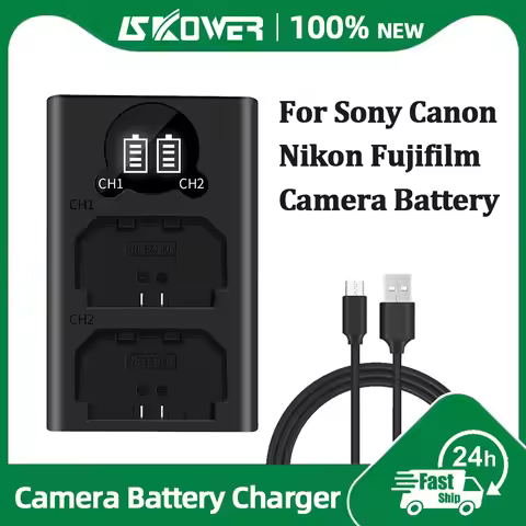 Dual Camera Battery Charger for Sony NP-FW50 FZ100 BX1 Canon LP-E6 E8 E17 NB-13L fuji NP-W235 W126 N