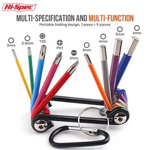 Hi-Spec 1pc Colorful Metal Metric Allen Wrench Set 9 In 1 Hex Screwdriver Allen Keys Portable Set H/