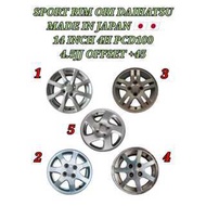 Sport Rim 14 Inch 4H PCD100 Offset +45 Axia Kelisa Kenari Viva Bezza Alto Atos Sport Rim 14 Inch 4H 