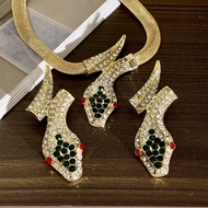 Classy All-Match Snake Necklace Snake Shape Diamond Earrings Ring Trendy Clavicle Chain Necklace Nec