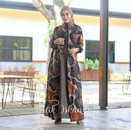 baju gamis batik wanita kombinasi polos terbaru kekinian jumbo - pulau xl