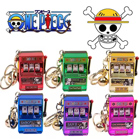 ONE PIECE keychain Casino Game Console Mini Fruit Slot Keychain Children Fun Anime birthday gifts Mi