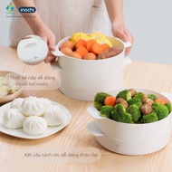 Bộ xửng hấp Yoko 1 ngăn 2 ngăn Bộ sản phẩm gồm nắp thân 2 cái và ngăn chứ nước