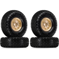 INJORA 1.0 XHX Pin Tires with 1.0 Plus Brass Beadlock Wheels Combo for 1/18 1/24 RC Crawlers Upgrade