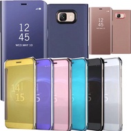 Samsung J7 Max Note8 Clear View Flip Cases Electroplating Mirror   Case For Samsung J730 J530 J330