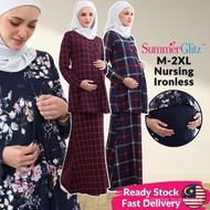 SUMMERGLITZ Maternity Breastfeeding Floral Set Baju Kurung Mengandung Raya Pregnant Menyusu Muslimah
