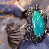 美國原住民綠松石老銀手環 - 西洋古董首飾