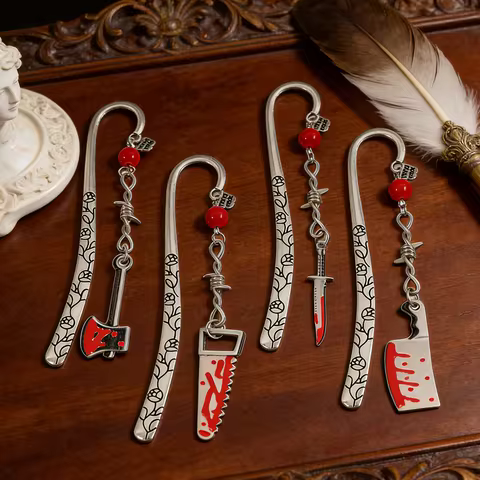Horror Bloody Knife Bookmarks Spooky Book Lover Book Charm Halloween Gift for Thriller & Mystery Boo