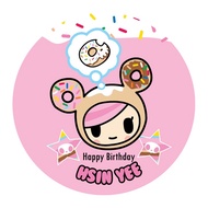 Tokidoki Donutella Pink Girl Customized Birthday Stickers