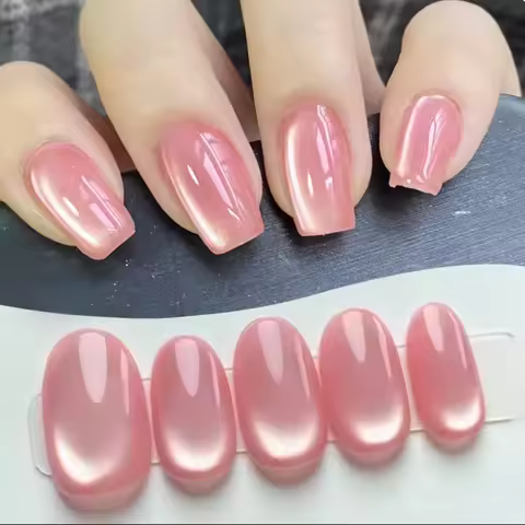 12ml 1-16pcs 2026 New Style Clear Pink Glass Bead Moonlight Magnet Cat Eye Gel Nail Polish Autumn An