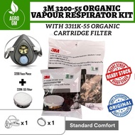 3M 3200 + 3311K-55 Set Single Cartridge Respirator + Organic Vapour Cartridge [1 set]