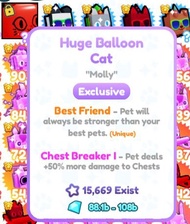 Pet Simulator X Huge Balloon Cat(VERY CHEAP)