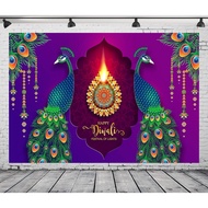Happy Diwali Festival Backdrop Diwali Crystals Gold Diya Peacock Background Diwali Decorations Backd