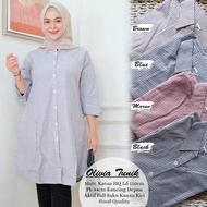 OLIVIA TUNIK SALUR BAHAN KATUN. TUNIK WANITA BAHAN KATUN MOTIF STRIPE KECIL. KEMEJA KERJA WANITA MUA