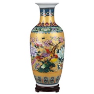 Living Room Entrance Base Wine Cabinet Jingdezhen Decorative Vase Coating Color Chinese Style Flower