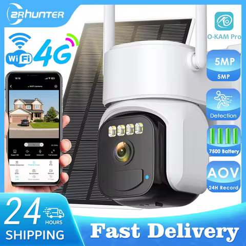 5MP 4G Outdoors Solar Camera 5G Wifi PTZ IP Camera Built in 7500Mah Battery Human Ai Auto Detect Tra