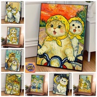 SY-framed-32*40/40*50cm/50-60cm-*Cunning cat-color by number painting-by-number painting-painting by
