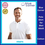 Blue Corner Cotton Plain White Collar Polo Shirt for Men Adult Comfort Wear