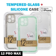 [Local Seller][Ready Stock] Vnault Tempered Glass + Silicone Case Cover For Iphone 12 Pro Max / Pro / Iphone 12 / Mini