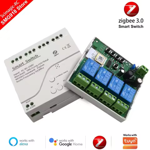 Zigbee Smart Relay Board Module 12v 24v 2ch 1ch 4ch Dry Contact RF433 Receiver Works with Tuya Alexa