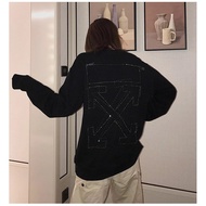 Women's 19FW Rhinestone Arrow Line Round Neck Sweatshirt