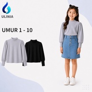 ULINIA Girls Puff Sleeve Top 1-10Y | Baju Budak Perempuan Lengan Panjang | Cute Casual Blouse
