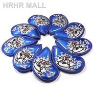 ✔✸◕ 9pcs Blue Golf Iron Covers Skull Design Thick Synthetic Leather Iron Head Covers for Taylormade 